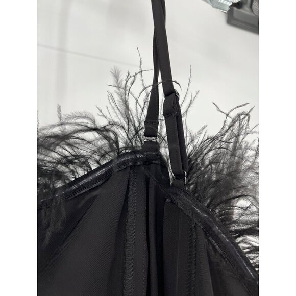 Nicole Miller Black Ostrich Feather Trim Jumpsuit Size 12 - Picture 11 of 14
